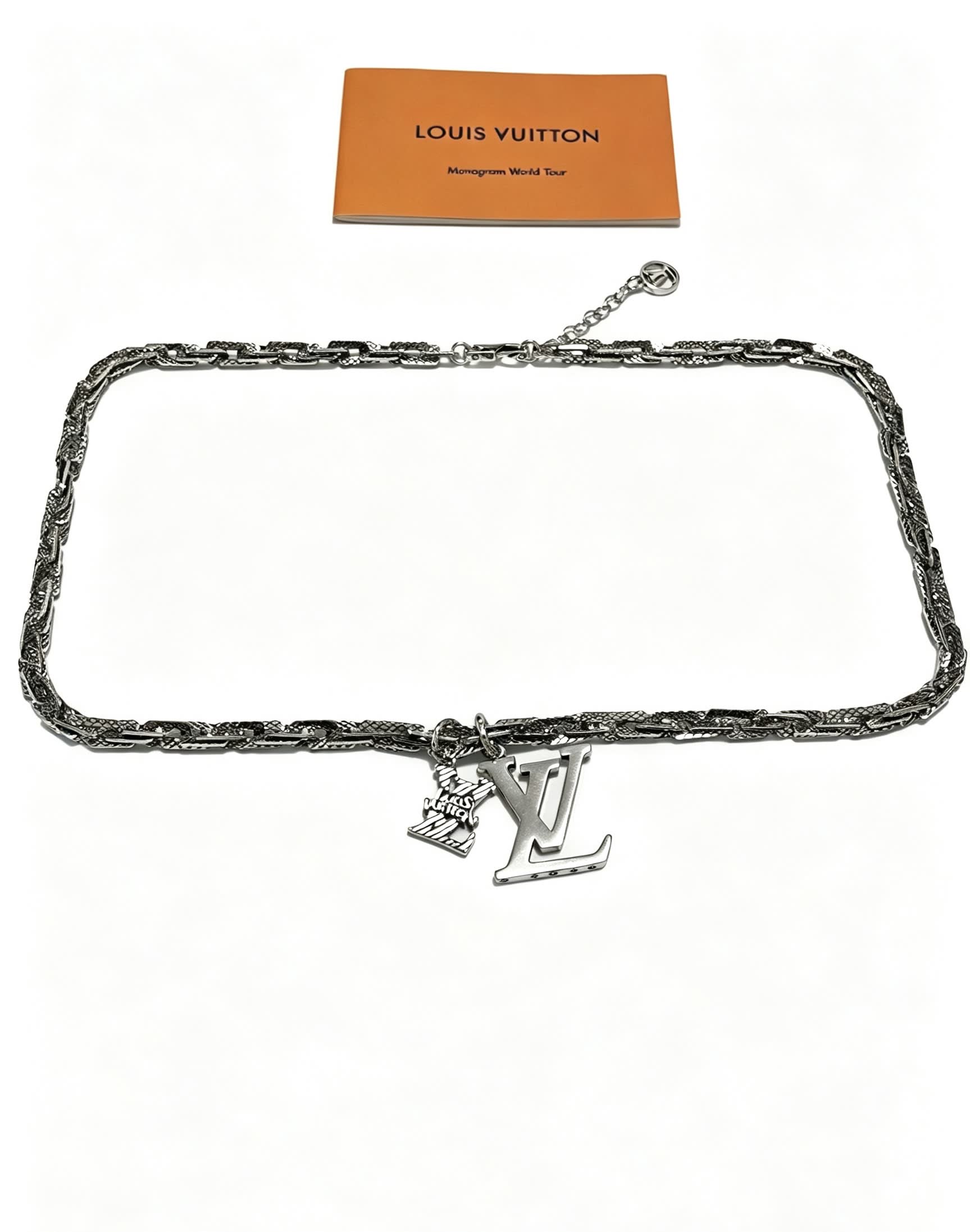 Louis Vuitton Silver Chain Necklace with LV Charms